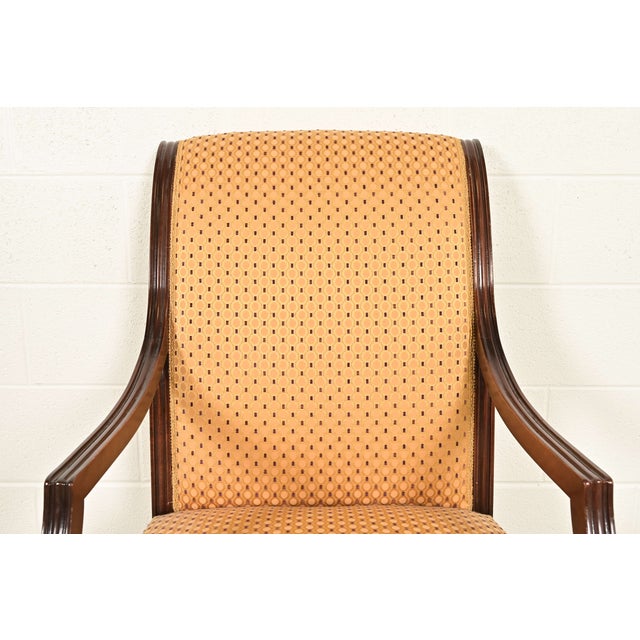 Baker Furniture Style Regency Carved Mahogany and Gold Gilt Dining Chairs, Set of Eight For Sale In South Bend - Image 6 of 14