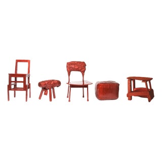 Chinese Stools – Made in China, Copied by the Dutch 2007, Red from Studio Wieki Somers, Set of 5 For Sale