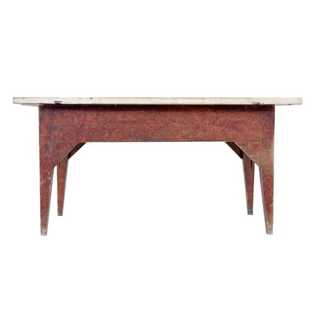 Mid 19th Century Rustic Painted Pine Kitchen Table For Sale - Image 5 of 10