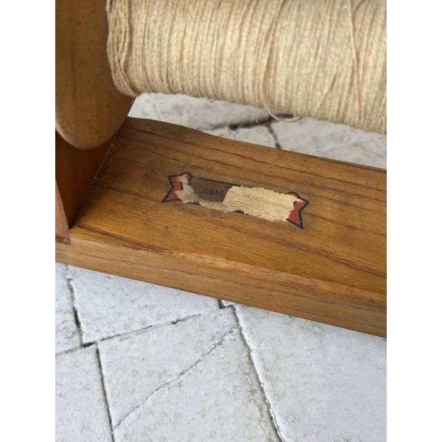 Vintage Oak Frame Cord/Yarn Bobbin Storage Rack, Circa 1940s-50s For Sale - Image 16 of 17