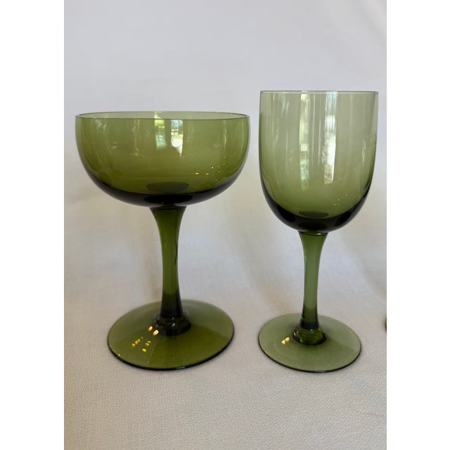 Green Vintage Sasaki Romance Green Glassware Complete Service Set - 7 pcs For Sale - Image 8 of 16