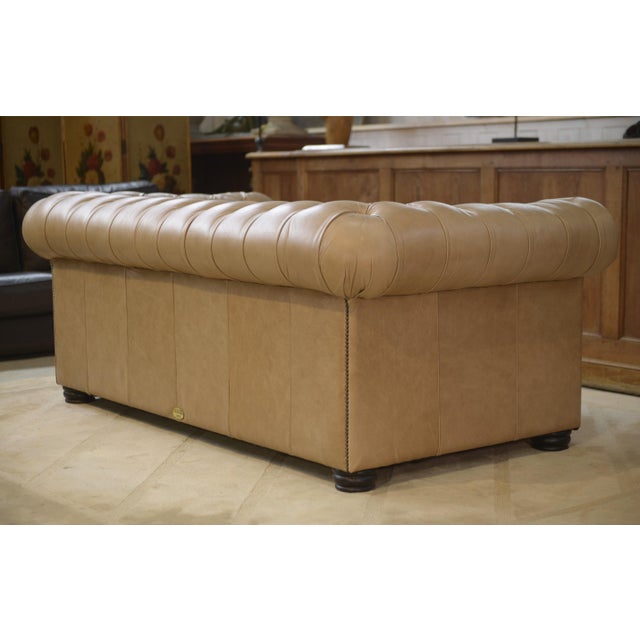 Animal Skin Vintage English Chesterfield Sofa in Beige Leather, 1990s For Sale - Image 7 of 15