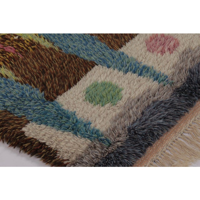 1960s Vintage Swedish Rya Rug, Earth Tones With Scandinavian Diamond Geometry - Rug & Kilim For Sale - Image 5 of 8