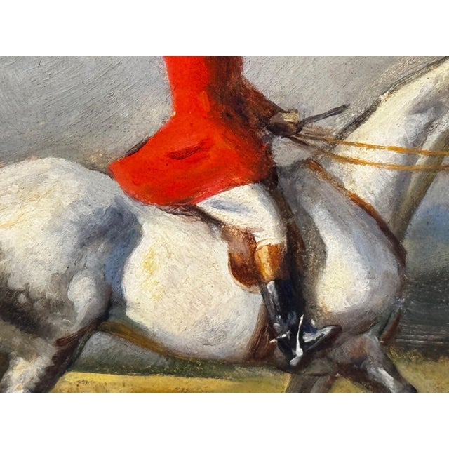 1980s Raoul Millais Hunting Painting, English Fox Hunt Scene, Grey Horse Scarlet Huntsman With Hounds, Sussex Sporting Art For Sale - Image 5 of 18