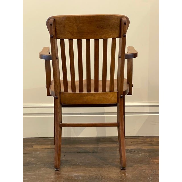 American Vintage Wooden Office Arm Chair For Sale - Image 3 of 6