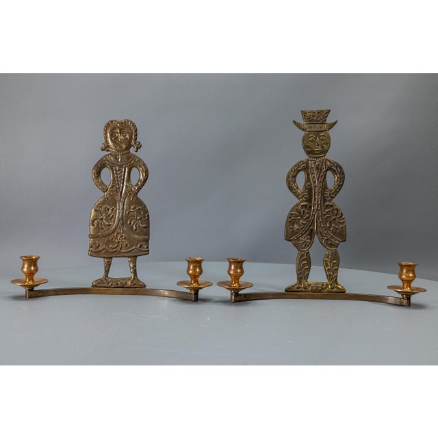 1970s Scandinavian Brass Figural Wall Candleholders, 1970s, Set of 2 For Sale - Image 5 of 18