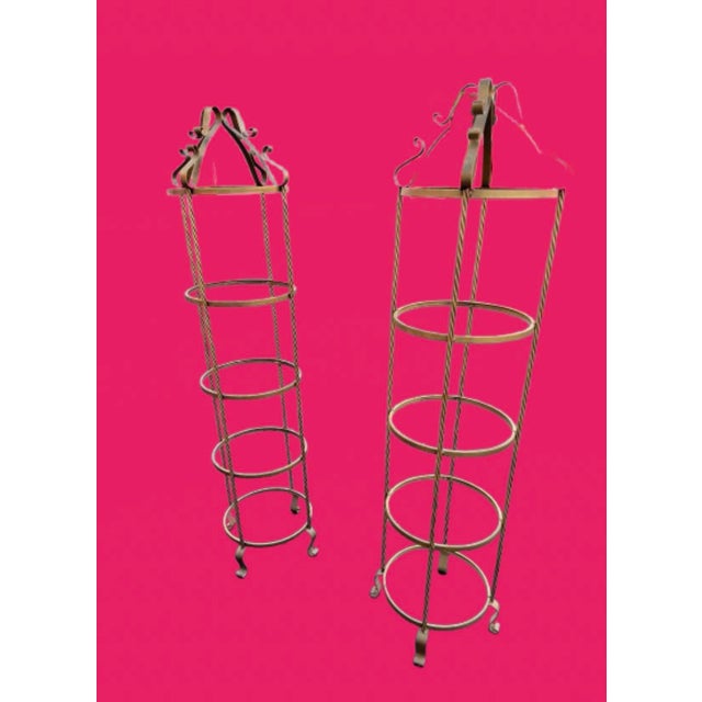 Mid-Century Modern Mid 20th Century Italian 4 - Tier Twisted Wrought Iron Gilt Rope Étagères Display Shelf - A Pair For Sale - Image 3 of 10