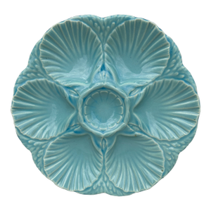 French Majolica Oyster Aqua Turquoise Plate Sarreguemines, Circa 1870