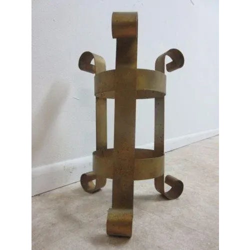 Vintage French Regency wrought iron lamp end table base umbrella stand