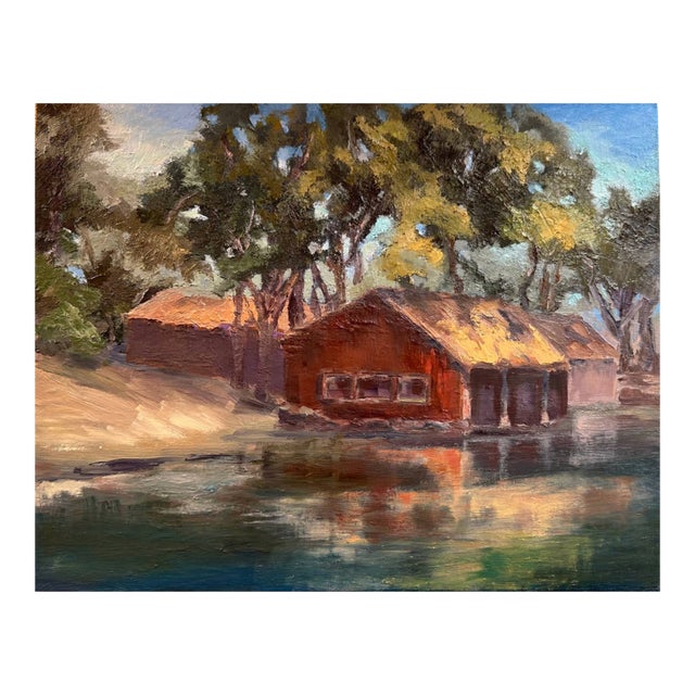 Boat House Impressionist Oil Painting For Sale
