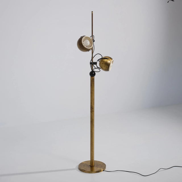 1970s Brass-Plated Floor Lamp with Adjustable Globe Heads attributed to Goffredo Reggiani, 1970s For Sale - Image 5 of 10
