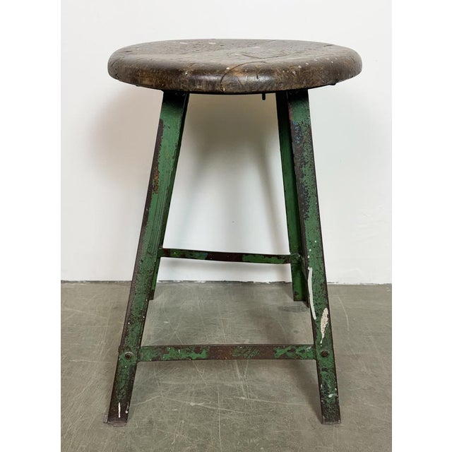 1960s Industrial Green Workshop Stool, 1960s For Sale - Image 5 of 16
