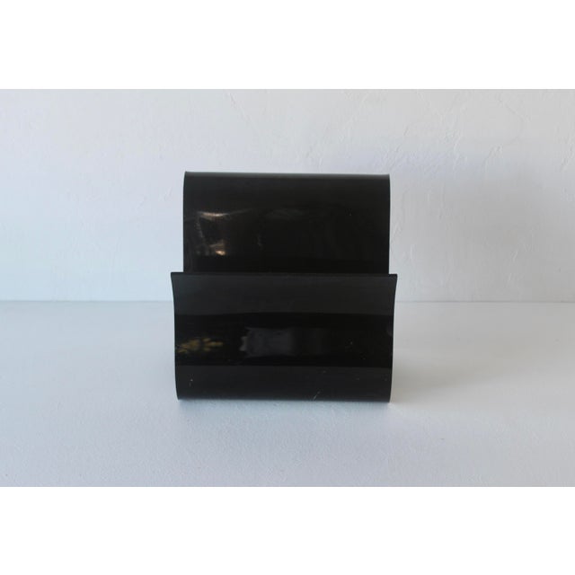 Modern Front for Kartell Style Black Lucite Acrylic Magazine Rack Vintage For Sale - Image 3 of 11