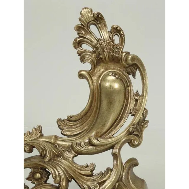 Antique French Solid Bronze Andirons or Chenets For Sale - Image 4 of 9