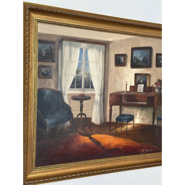 Bente Berg, Room with Piano, 1960s, Oil on Canvas, Framed For Sale - Image 15 of 16