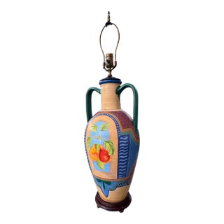Vintage Hand Painted Urn Lamp For Sale