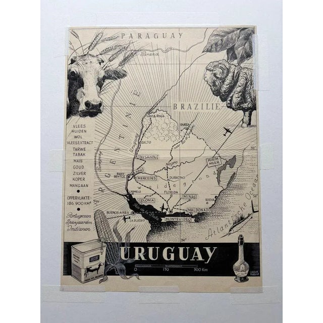 Art Deco Map of Uruguay by Charles Burki, 1948 For Sale - Image 6 of 9