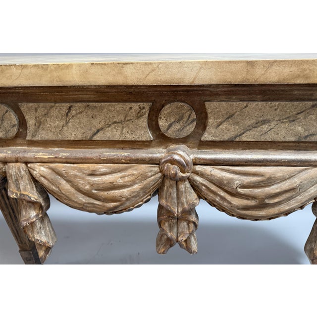 Early 20th Century Neoclassical Carved and Painted Italian Console Table For Sale - Image 12 of 12