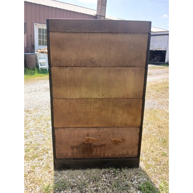 Antique Gunn 4 Sections Barrister Bookcase Quarter Sawn Oak With Red Triangle Label 1910s For Sale - Image 17 of 17