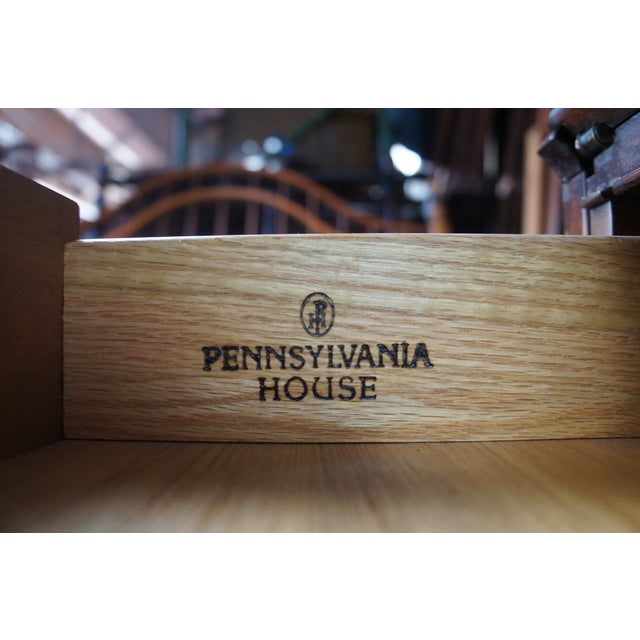 1970s Pennsylvania House English Chippendale Cherry Secretary Writing Desk Bookcase For Sale - Image 11 of 15