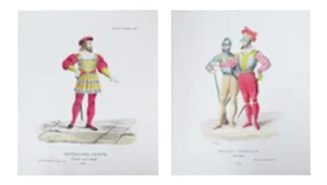 Pair of Vintage Italian Costume Prints, Circa 1700 (Set of 2)