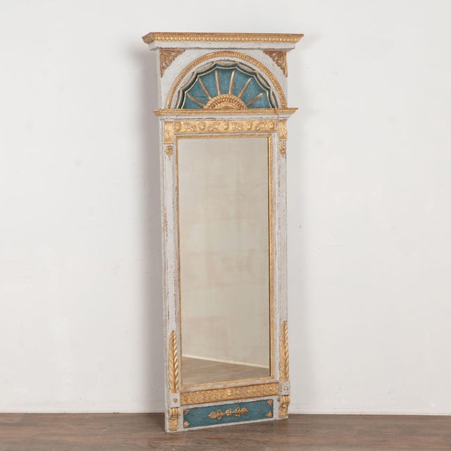 19th Century Swedish Gold Gilt Trumeau Mirror With Griffins and Lion Heads For Sale