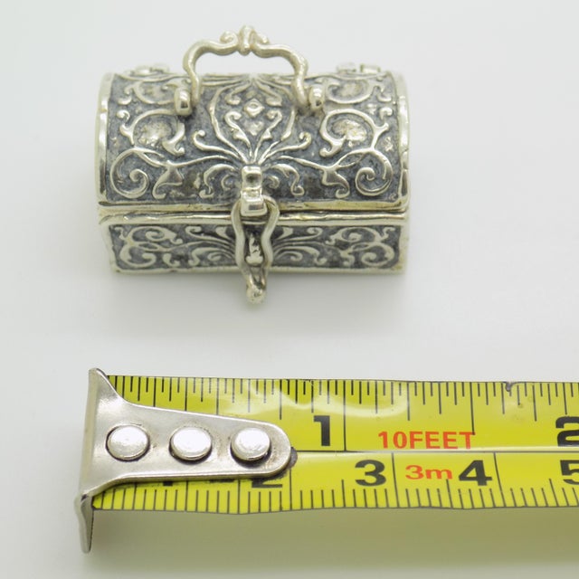 Vintage Italian Handmade Silver Treasure Chest Miniature Figurine, Italy, 1970s-1980s For Sale - Image 9 of 10