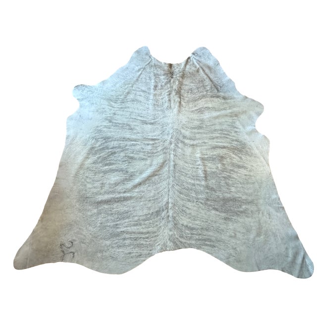 Extra Large Natural Gray Brindle Brazilian Cowhide Rug 92" X 100" For Sale - Image 4 of 5