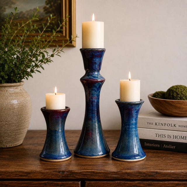 American Regina Voncannon Pottery Junction Seagrove Nc Studio Pottery Candlesticks, Set of 3 For Sale - Image 3 of 3