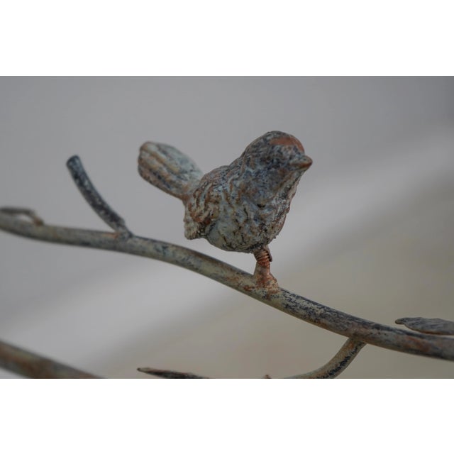 1970s High Quality Iron Faux Branch Garden Table W. Birds For Sale - Image 5 of 12