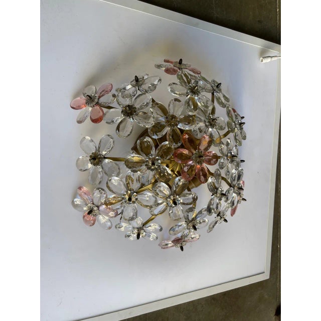 Pink Murano Glass Floral Flush Mount, 1970s For Sale - Image 3 of 10