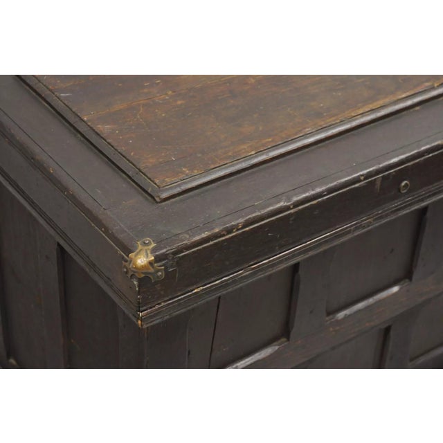 Wood Antique Mission Arts & Crafts Oak Wood Carpenters Tool Chest Cabinet W/ Drawers For Sale - Image 7 of 12