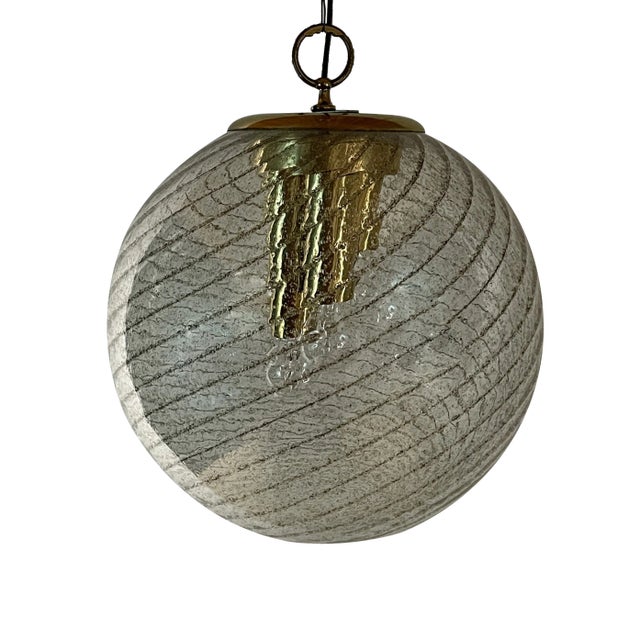 Large Vintage Swirled Murano Glass Pendant Lamp from La Murrina, Italy, 1970s For Sale