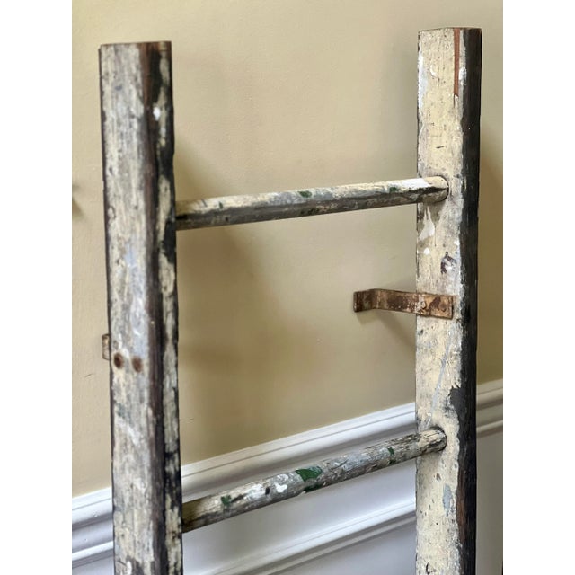 Wood Antique Rustic Primitive Wood Ladder For Sale - Image 7 of 10