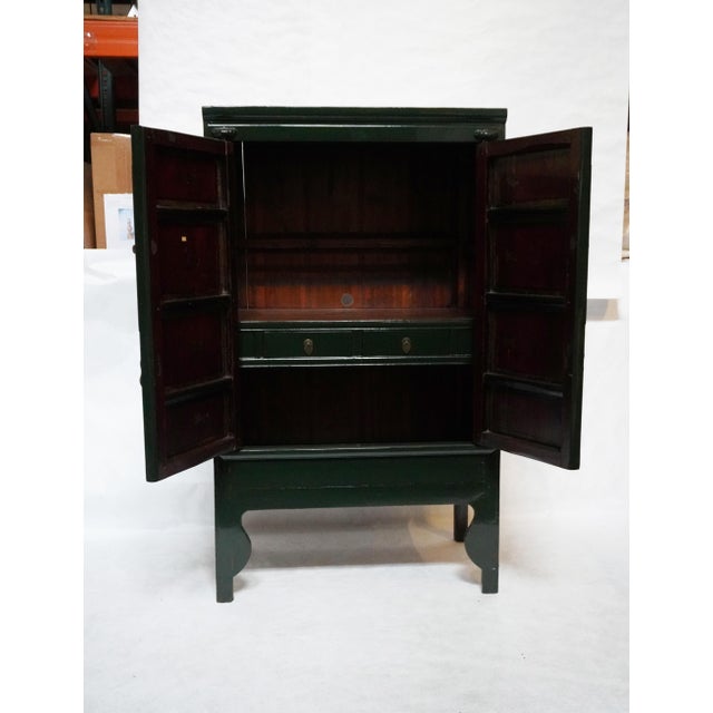 Green Imported Large Gem-Tone Green Lacquer Wedding Cabinet For Sale - Image 8 of 16