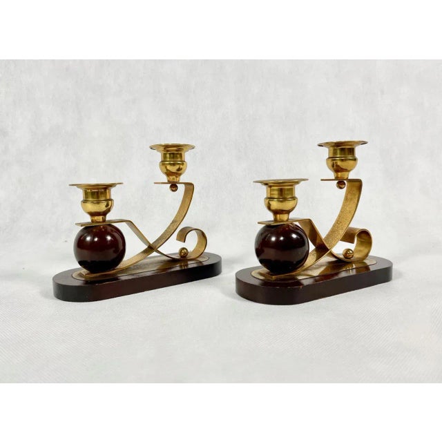 1950s German Art Deco Candleholders, 1930s, Set of 2 For Sale - Image 5 of 9