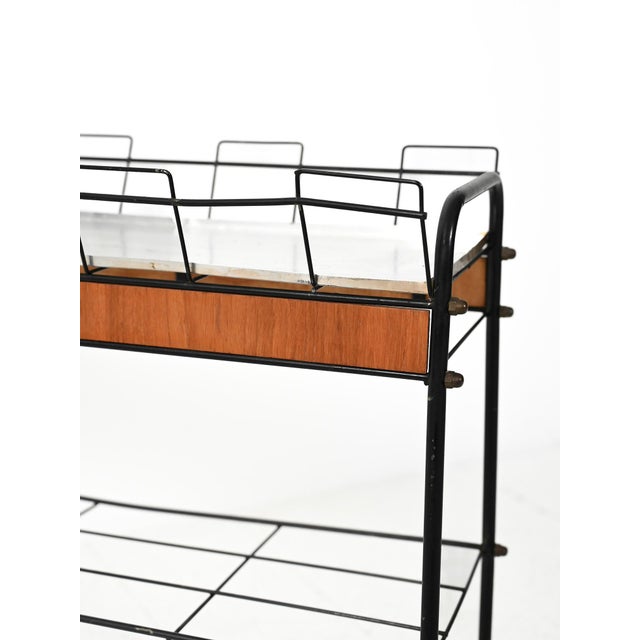 Scandinavian Flower Stand in Black Metal and Teak, 1960s For Sale - Image 6 of 10