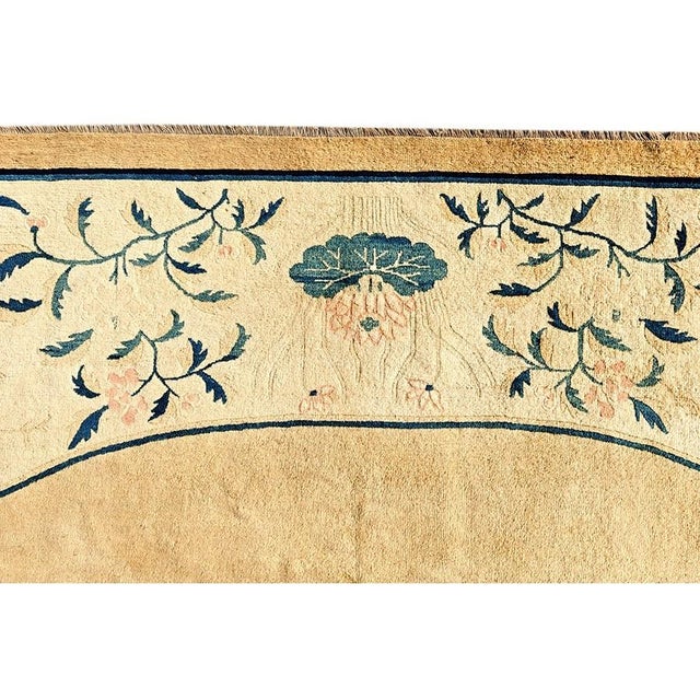 1890s Unique Beige Open Field Floral Antique Chinese Peking Rug 11' 4'' X 14' For Sale - Image 4 of 8