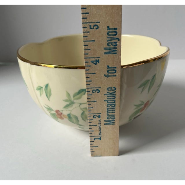 Ceramic Late 20th Century Lenox Elegant Morningside Cottage Nut Bowl or Candy Dish 24k Gold Trim With Bumblebee Butterfly Ivy Design For Sale - Image 7 of 9