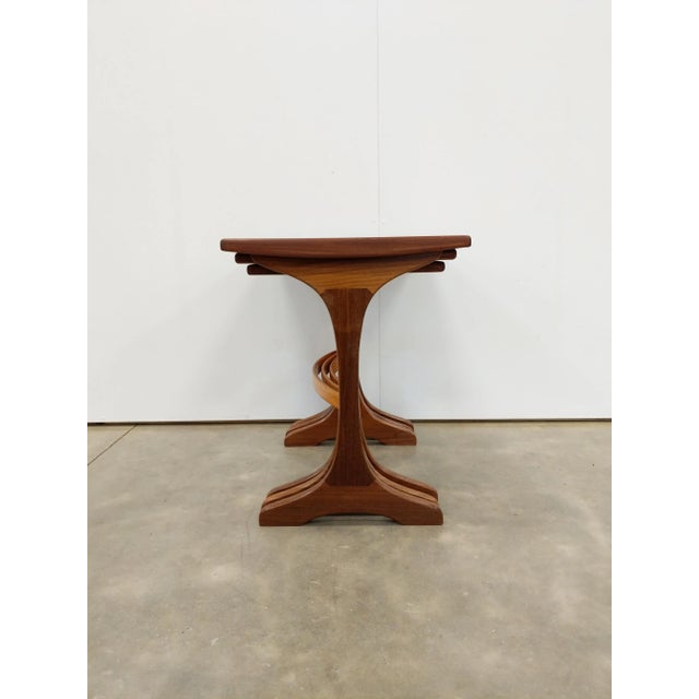 Set of 3 authentic vintage mid century modern teak nesting tables. "Fresco" series designed by Victor Wilkins for G Plan....