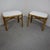 Pair of Italian Rattan and Bamboo Stools with White Bouclé Fabric, 1970s Elegant pair of Italian stools from the 1970s,...