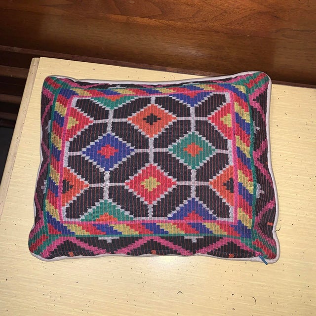 Tribal Vintage Tribal Multicolor Textile Pillow For Sale - Image 3 of 3