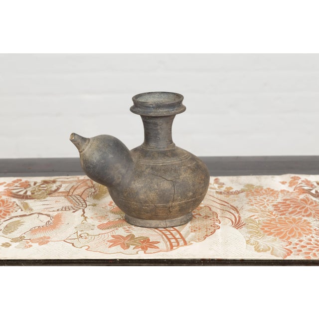 Gray Chinese Ming Dynasty 17th Century Earthenware Ewer Kendi Ritual Water Vessel For Sale - Image 8 of 13