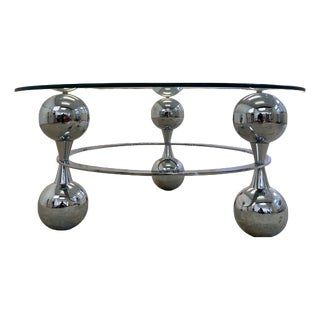 Coffee Table in Chrome and Glass For Sale