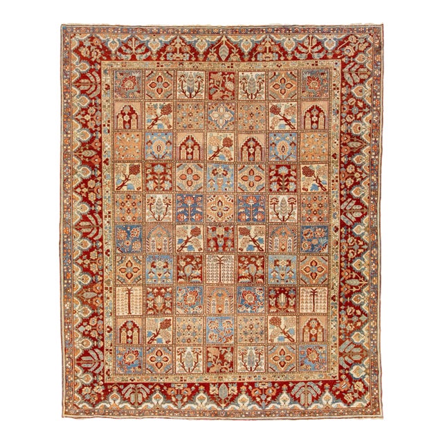 Persian 1920s Bakhtiari Multicolor Wool Rug With Allover Pattern For Sale