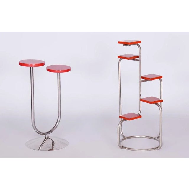 Bauhaus Chrome Plant Stand by Robert Slezak, Former Czechoslovakia, 1930s For Sale - Image 9 of 10