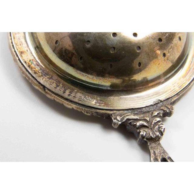 Vintage 800 Silver Tea Strainer with Ornate Handle, 1970s | Chairish