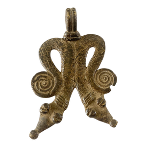 VTG Gan Bronze Amulet Pendant/Gold Weight / Ornate Serpents Burkina Faso