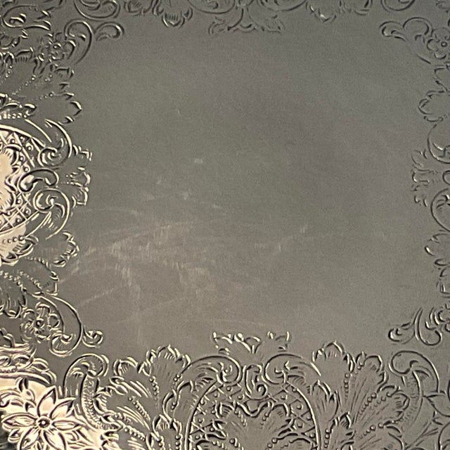 Mid-Century Poole Silver-Plated Footed Serving Tray, Circa 1950, 12” Square For Sale - Image 11 of 14