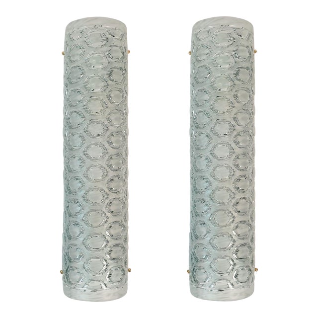 1980s Pair of Green Murano Glass Mid Century Modern Sconces For Sale